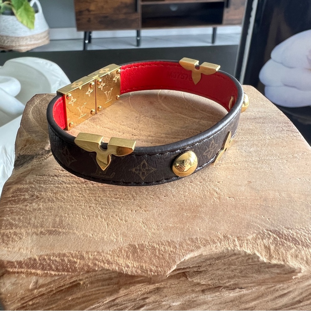 Louis Vuitton Red Brown Bracelet with Gold Accents - Picture 3 of 12